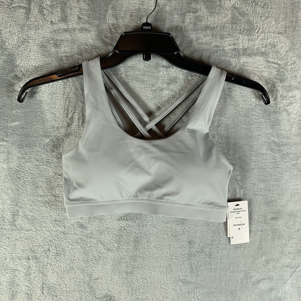 Cotton On Body Women's Sports Bra Strappy Crop Cool Gray M‎